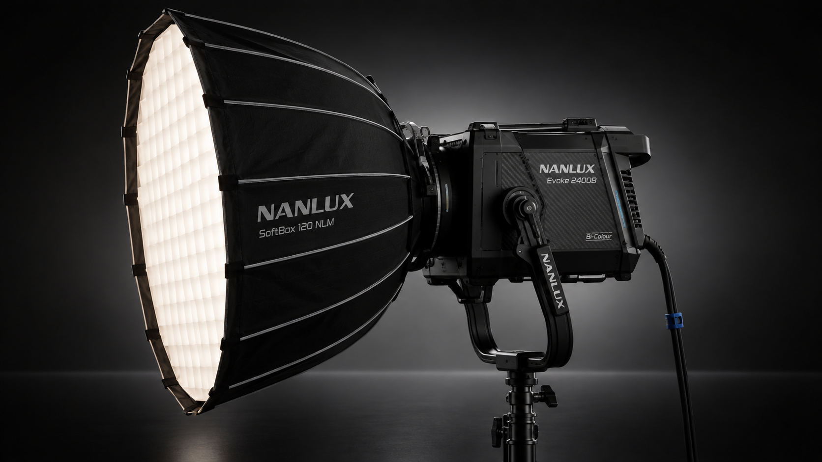 Nanlux Evoke 2400B bi-colour LED with SoftBox 120 NLM professional lighting rental in Bangkok, Thailand.